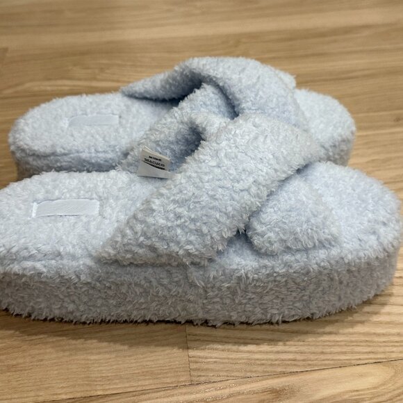NWT - Victoria's Secret PINK Co-zzzy Fleece Platform Slipper (Blue/ L: 9-10) - Picture 5 of 8